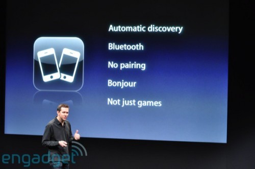 以「Bonjour」技術為 backbone，使 iPhone 用家之間無須經過配對，便可以藍牙接駁，然後可連線玩遊戲或配對周邊產品。