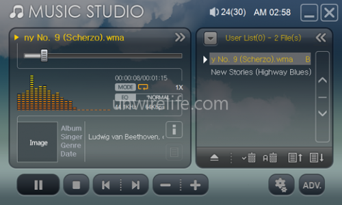 《Music Studio》為內建的音樂播放軟件。