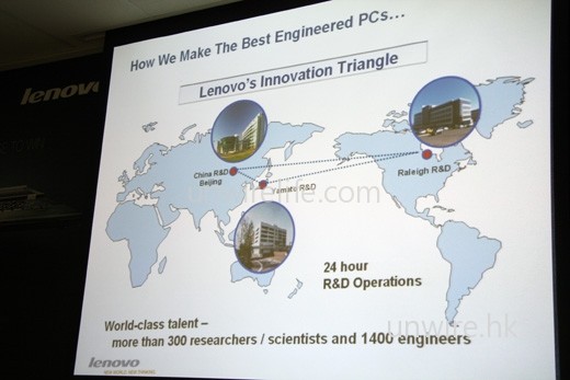 經過今次試玩會，才知道 Lenovo 分別在北京、日本及美國設有 R&D 研究中心，而且更組成科研鐵三角呢！有趣。