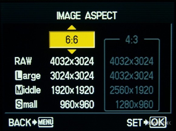 除了可選擇以RAW或JPEG拍攝，亦有4種畫面比例選擇。