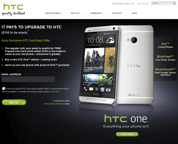 HTC One®$100 Trade In Offer