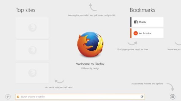 操控介面優化！Mozilla 展示重新設計的 Firefox for Windows 8 開始畫面