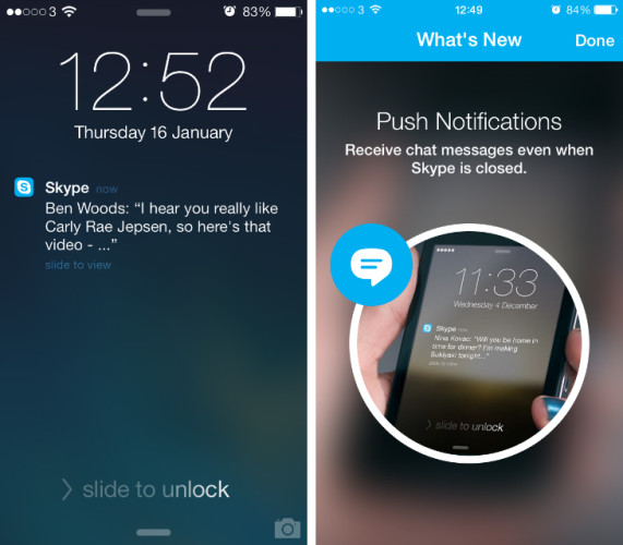 【iOS】Skype 更新，終於支援訊息推送