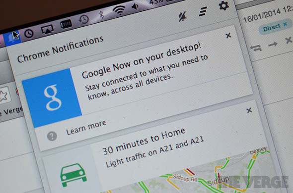Google Chrome 測試版加入 Google Now 整合
