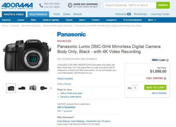 拍片神器四月底開售！Panasonic GH4 售價 13,000 起