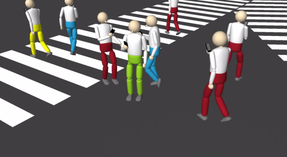 日本 DoCoMo 製作模擬片段，示範邊走邊用電話的危險