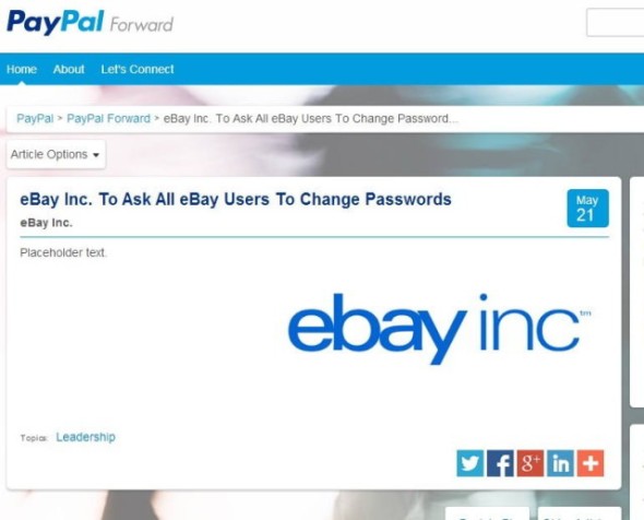 發現黑客入侵  eBay 要求全球用戶更改密碼