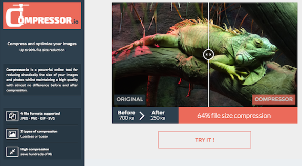讓照片無損壓縮高達 90% 的 Compressor.io