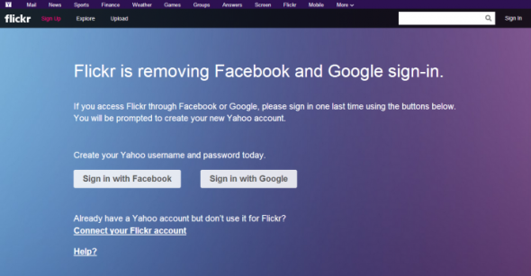 Flickr 將停止 Facebook 或 Google 帳號登入功能