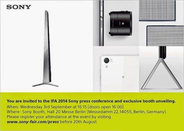 Sony 發出邀請函！Xperia Z3 九月三日現身 IFA 發表會