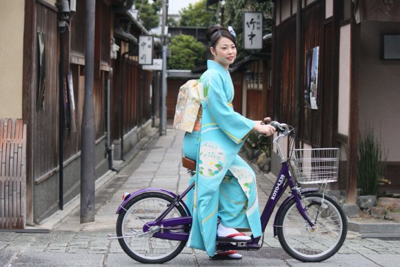 京都限定！新設計單車供穿和服女生使用