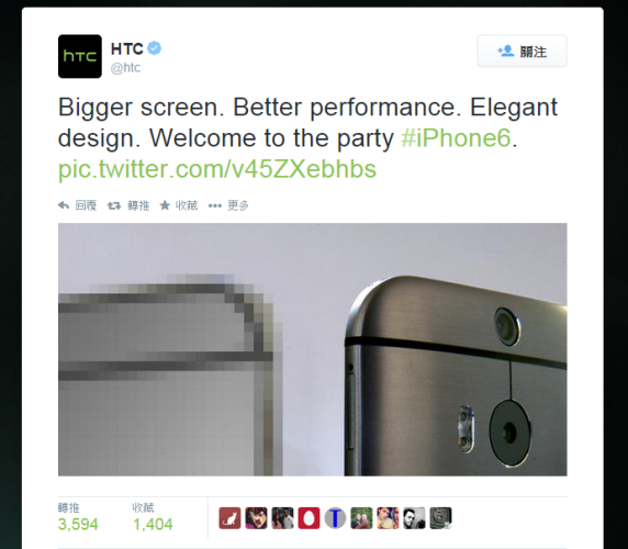 iPhone6 變大芒，HTC 即串：「Welcome to the Party」