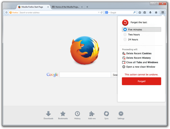 忘記 5 分鐘瀏覽記錄  Firefox 加入短暫失憶功能