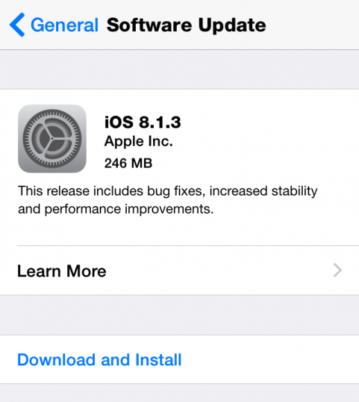 漏洞修複、效能提升! iOS8.1.3 更新已可升級