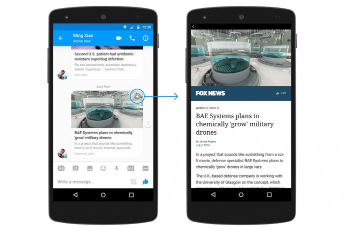 Facebook 在 iOS 版 Messenger 加入 Instant Articles 功能