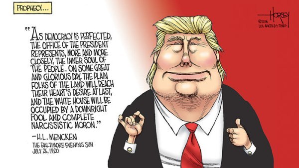 上世紀著名美國記者及作家 H. L. Mencken 的諷刺，搬到特朗普身上亦都適用！