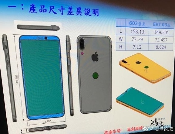 疑似iPhone 8製造工場設計圖流出 回歸iPhone 4午餐肉設計，機背Touch ID