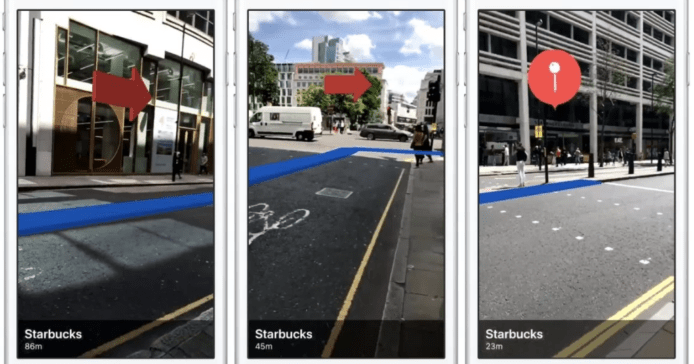 iOS 11 AR導航系統 相機畫面中顯示行車方向