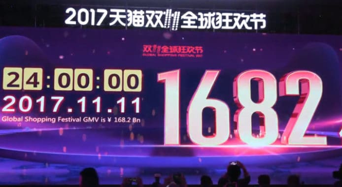 雙11阿里巴巴單日交易額1682億人仔　比上年增39%