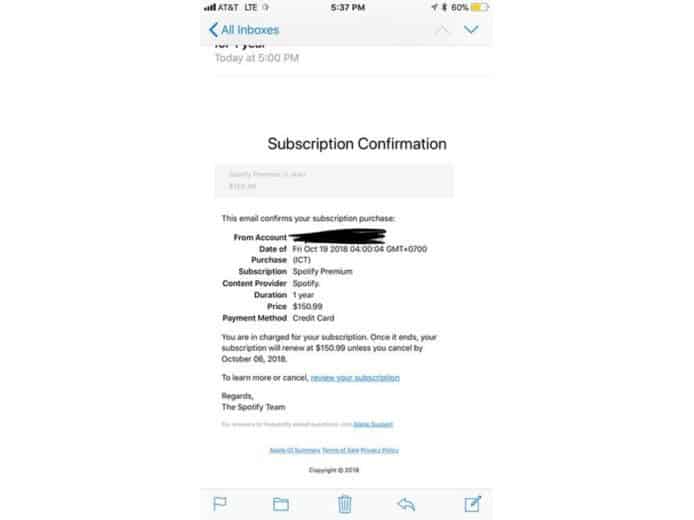 黑客藉發送 Spotify Premium 電郵   詐騙用戶 Apple ID 資料