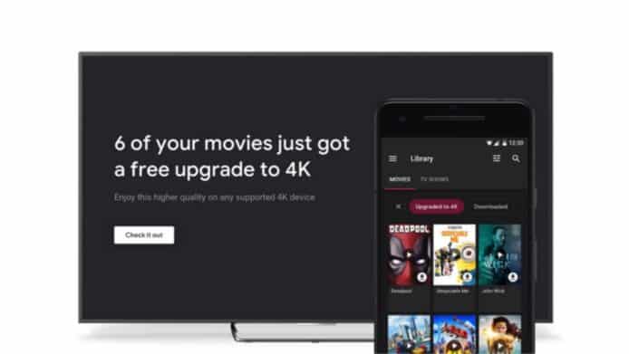 Google Play Movies 免費升級 4K 制式