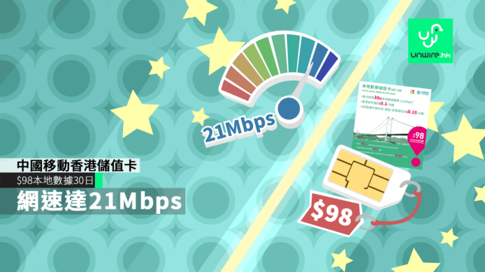 中國移動香港 $98 數據儲值卡　新推限速 21Mbps 計劃