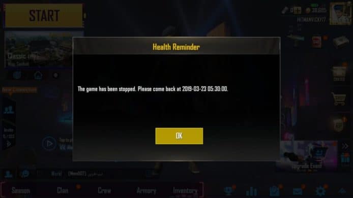 PUBG Mobile 引進健康系統   限制每天只可玩 6 小時