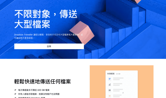 Dropbox Transfer 向他人傳送檔案新功能　最大可傳100GB