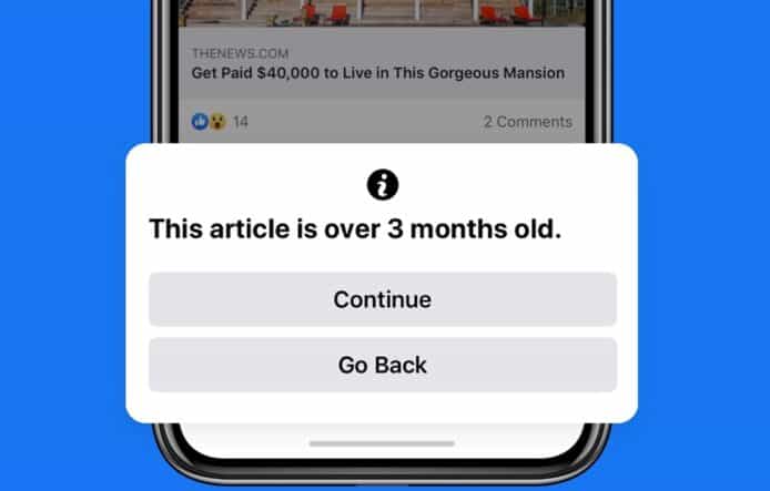Facebook 推出新措施   分享 3 個月前舊新聞會收到警告