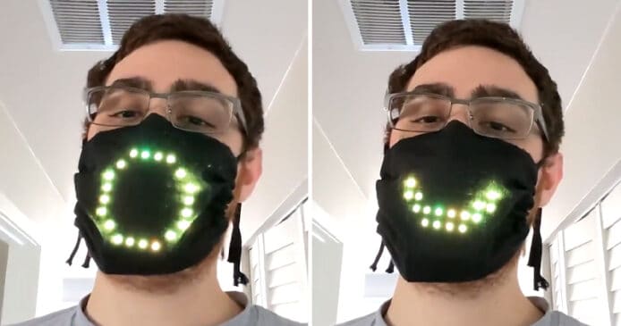 遊戲設計師自製發光口罩【有片睇】　LED 燈跟說話嘴形變化