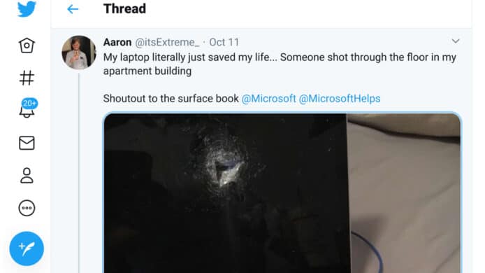 美國用戶讚揚 Surface Book   堅固機身擋子彈救一命