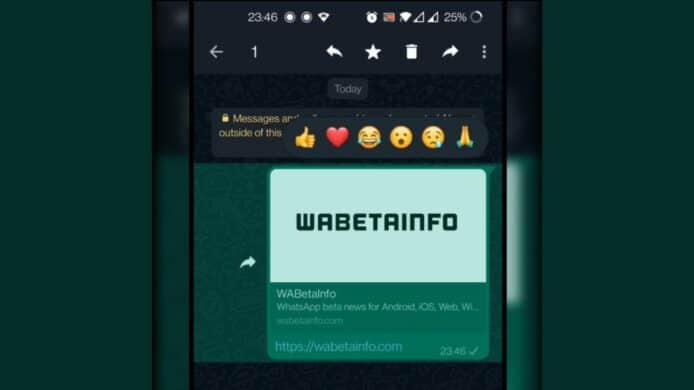 WhatsApp 測試訊息反饋功能   提供 6 款 Emoji 選擇