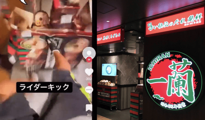 日本 TikTok 新片：踢爛一蘭拉麵鋪面    負責人稱會嚴正採取法律行動