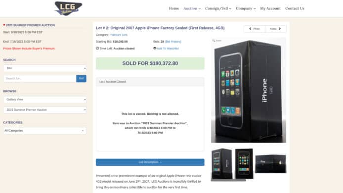 罕有未開封 4GB 版初代 iPhone 拍賣   成交價高達 124 萬破紀錄