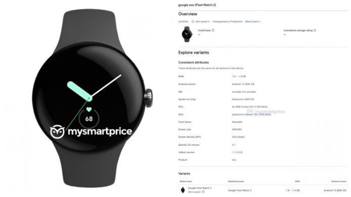 Google 第二款智能手錶   Pixel Watch 2 基本規格流出